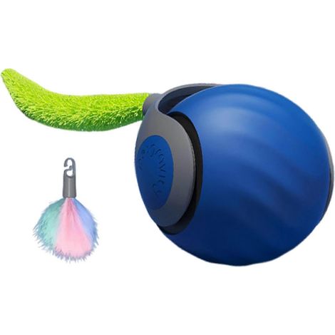 Balle sauteuse électrique automatique pour chat avec queue en plumes, jouet interactif pour animaux de compagnie avec évitement automatique d'obstacles pour chats et chiens