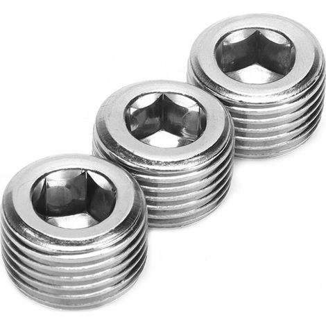 Bouchon de Tuyau NPT 1/2 Pouces, Raccord fileté Mâle en Acier Inoxydable, Connecteur à Filetage Hexagonal Interne Haute Résistance, Accessoires de Voiture 3 Pièces. (1/5)