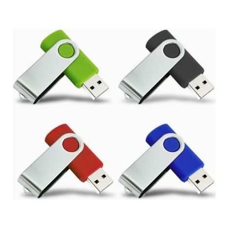 Chiavetta USB 2.0 nera da 32 GB con scocca girevole, portachiavi e cornice in metallo, ideale per PC, laptop, auto, ufficio, scuola, foto, musica e documenti.