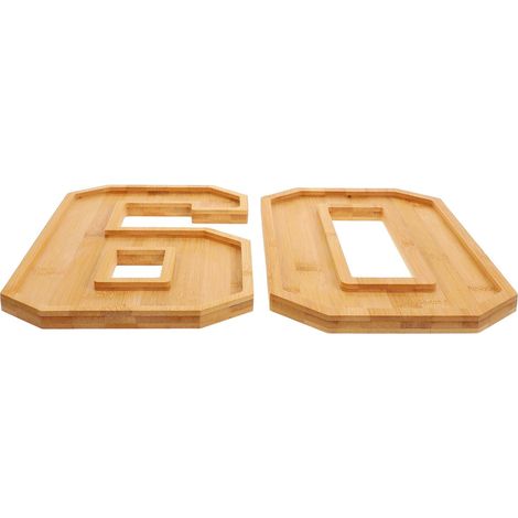 Plateau Alimentaire Polyvalente et Résistante en Bois Numéro 60 Grosse Capacité, Planche à Charcuterie pour Fête d'anniversaire ou Salon (1/5)