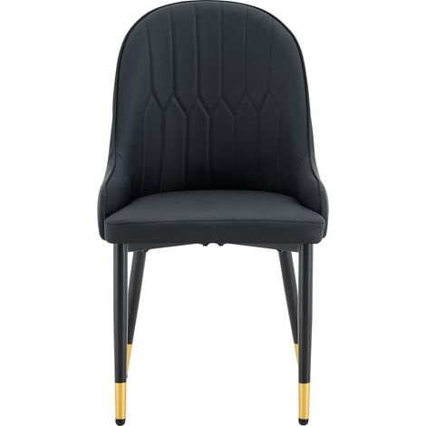 2 schwarze Esszimmerstühle aus PU mit Blitzrückenlehne und Metallbeinen MODENUIT (1/5)