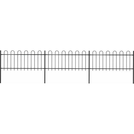 vidaXL Valla de jardín con aro superior de acero 504x80 cm negra (1/5)