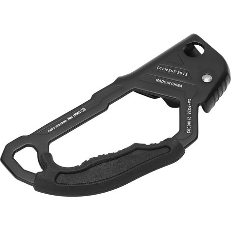 CAMNAL Handsteigklemme zum Klettern, Baumschnitt und Abseilen, mit Klemme für 8 bis 13 mm Seil, schwarz, für Linkshänder. (1/5)