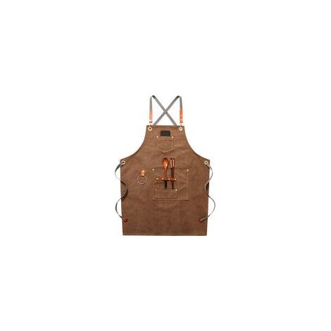 (Khaki) Grembiule da cowboy di alta qualità con tasche per parrucchieri, imbianchini, giardinieri e stilisti per uomo e donna - Crezuo