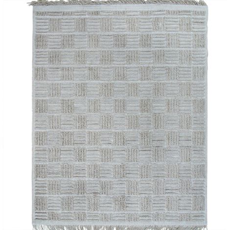 JUTE NATUREL - Tapis damier en jute naturel artisanal reliefs beige 120x160 (1/5)