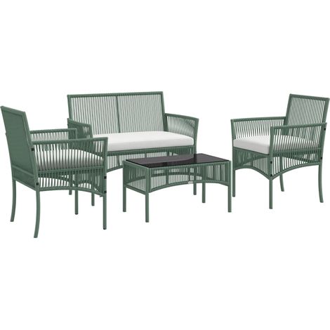 Ensemble de jardin 4 pièces avec canapé 2 places, fauteuils et table basse en verre trempé pour un extérieur élégant et confortable (1/5)