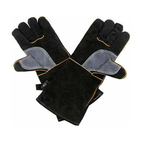 QORVA-Gants de soudage en peau de vache, gants résistants à l'usure, isolants thermiques et résistants aux hautes températures, gants de barbecue en plein air,  14 pouces (1/5)