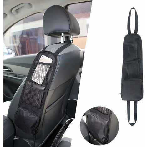 Organiseur de voiture, organisateur latéral de siège d'auto, sac de rangement de voiture pliable, poches en filet, sac de suspension multifonctionnel pour siège d'auto avec plusieurs poches (1/5)
