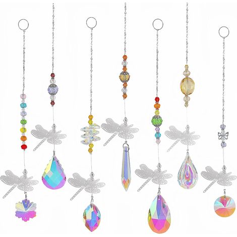 Suncatcher - K9 Crystal Dragonfly Pendant - Window Hanging Decoration - Indoor Outdoor Use - 7 Pieces (1/5)