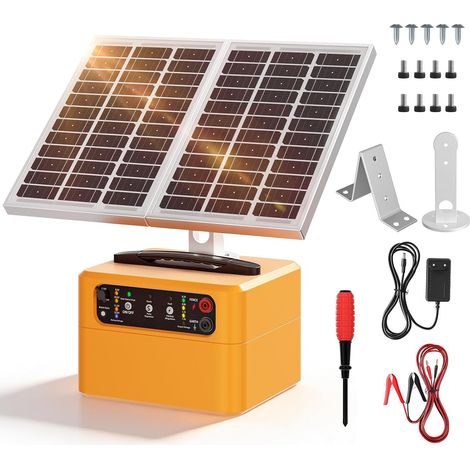 0.3 to 1.5 joule adjustable electric fence with 15W solar panel 7Ah battery,portable solar electric fence with output up to 12KV for livestock and poultry (1/5)