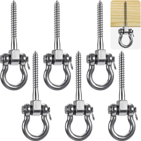 Lot de 6 Crochets Robustes pour balançoire à 180°, Support à vis en Acier Inoxydable, capacité de 816, 5 kg, pour Aire de Jeux, Yoga (1/5)