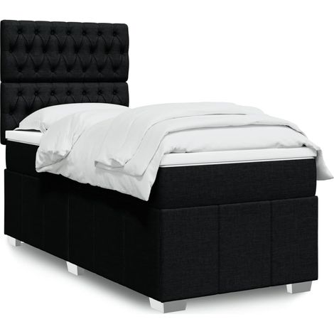 Boxspringbett mit Matratze Schwarz 90x190 cm Stoff