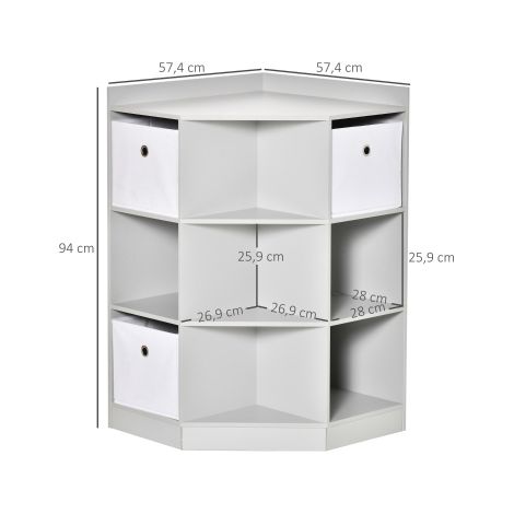 Mueble esquinero infantil 9 compartimentos y 3 cestas, gris, 57,4 x 57,4 x 94 cm HAVRYA (1/5)