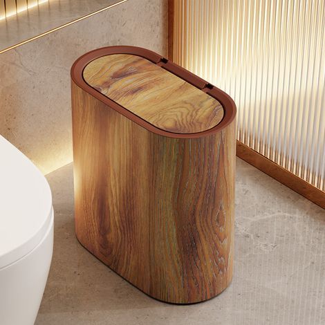 Kompakter Abfalleimer mit Deckel für den Hausgebrauch, ideal für Badezimmer, Toiletten, Küchen, Wohnzimmer, Hotels und Gästezimmer. Geruchsneutral und platzsparend. (1/4)