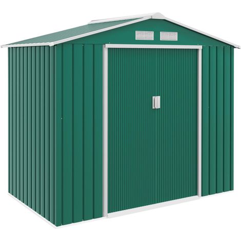 Abri de Jardin 2,42 m² - Remise pour outs avec kit de fondation - cabanon porte verrouillable - dim. 213L x 130l x 185H cm - tôle d'acier Vert