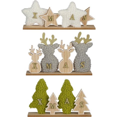 House of Seasons Dekofigur Stern Baum Hirsch 34 x 6 x 13 cm Weihnachtsfigur