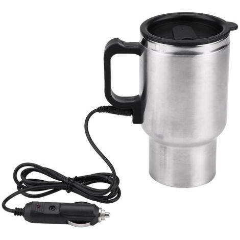 BUNTHAUS Tasse chauffante électrique de voyage en acier inoxydable 12 V 450 ml pour voiture (café, thé) (1/5)