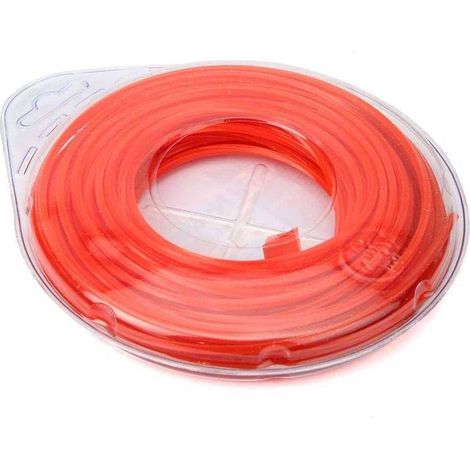 Fil Carré 15m D.2,0 mm - Orange pour Tête Débroussailleuse - Résistant et Durable - D-Work (1/2)