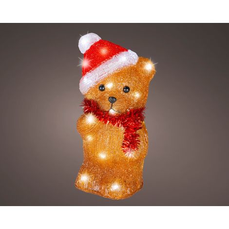 Orso LED in acrilico a batteria 13 x 15,5 x 28 cm marrone Peraga Christmas