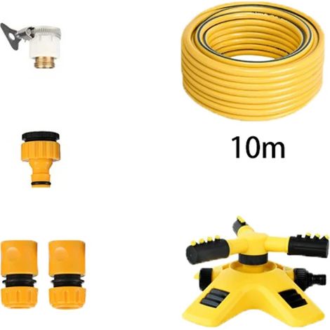 (Tuyau d'arrosage de 10 mètres, une tête d'arrosage) Kit de tuyau d'arrosage rotatif automatique à 360 degrés, arroseur de jardin (1/5)