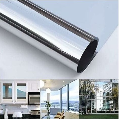 Film Miroir - Protection Vie Privée - Blocage UV 99 % - Isolation Thermique - Pour Fenêtre - Argent - 150 cm x 300 cm (1/5)