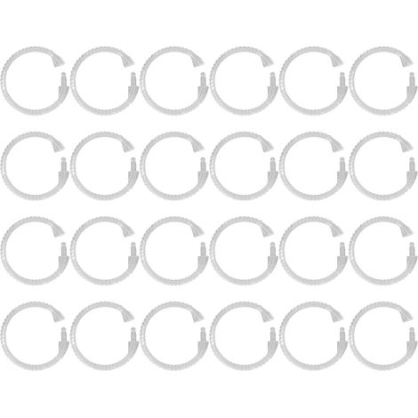 24 anneaux de rideau ABS transparents en forme de O pour rideau de douche et tringle de salle de bain