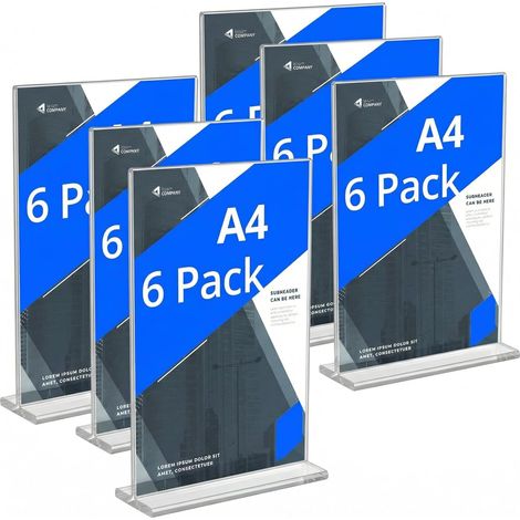 ® 6PCS Présentoirs de Table en Acrylique - A4 - pour Affiches Menus Brochures Bureaux Boutiques Hôtels Restaurants Expositions Mariages (1/5)