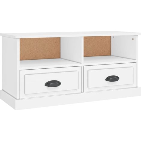 Mobile TV multimediale scaffale per televisione televisore buffet sala da pranzo soggiorno camera da letto 93 x 35,5 x 45 cm pannelli compositi bianco 020026363