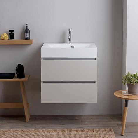 Mueble De Baño 60Cm 2 Cajones Gris Perla Con Lavabo Valentina (1/5)