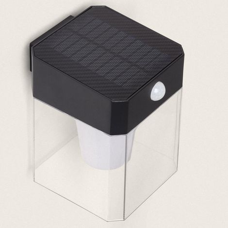 LED Wandleuchte Außen Solar 1.5W Aluminium mit Bewegungssensor Efren Square Schwarz