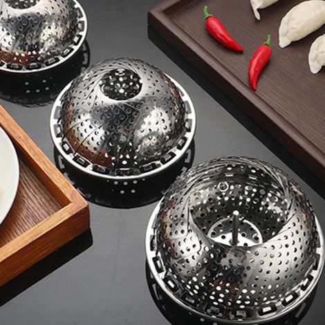 Plaque vapeur en acier inoxydable, panier vapeur pliable pour cuisine domestique (1/5)