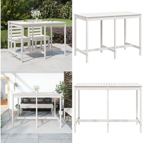 Gartentisch Weiß 159,5x82,5x110 cm Massivholz Kiefer - Gartentisch - Esstisch Im Freien - Holzt Tisch - Kiefernholz - Weißes Möbelstück - Home & Living (1/5)