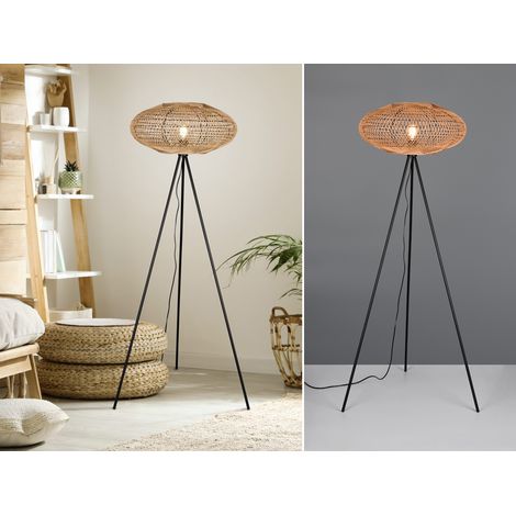 LED Stehleuchte Dreibein mit Korbgeflecht aus Sisal, Höhe 150cm (1/5)