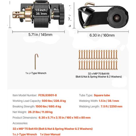 Sangles de support pour échelle, sécurité lourde, installation rapide, 8 Pack (1/2)