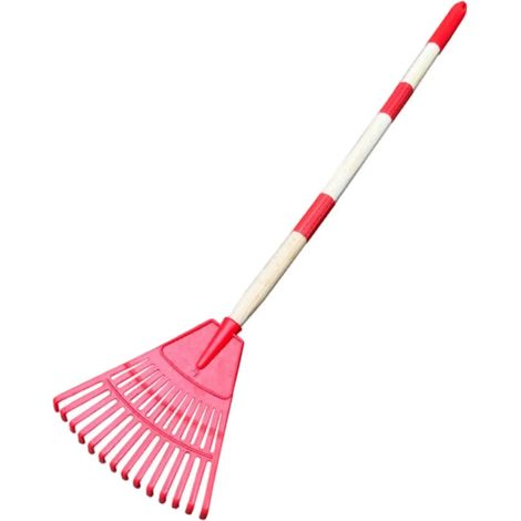 (rouge) Petit râteau à feuilles avec long manche, 14 pointes, 3 sections, outil de jardinage en acier pour plates-bandes et arbustes, nettoyage rapide (1/5)