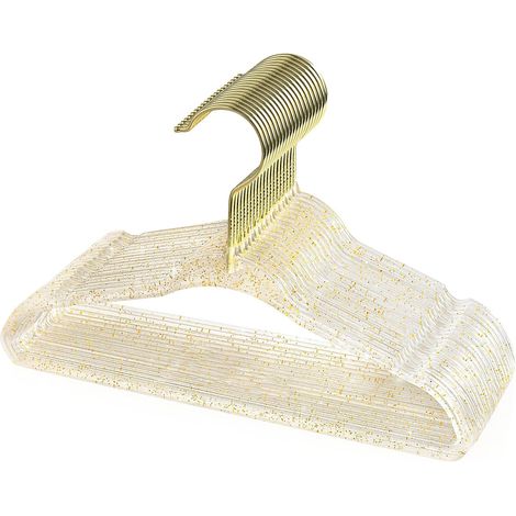 Cintre Enfant, Cintre Bebe Transparent avec Petites Paillettes, Lot de 20 Cintres pour Enfants Ultra Mince et Économie d'Espace, Cintres pour Enfant avec Petites Rainures sur Les Épaules (1/5)