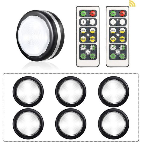 Set mit 6 LED-Schrankleuchten, batteriebetrieben, Schranklampe mit Fernbedienung - (1/4)