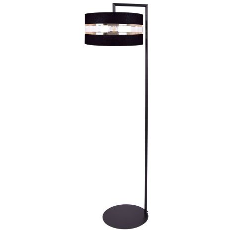 Lampadaire noir/or abat-jour tissu Kaja NICEA K-5205