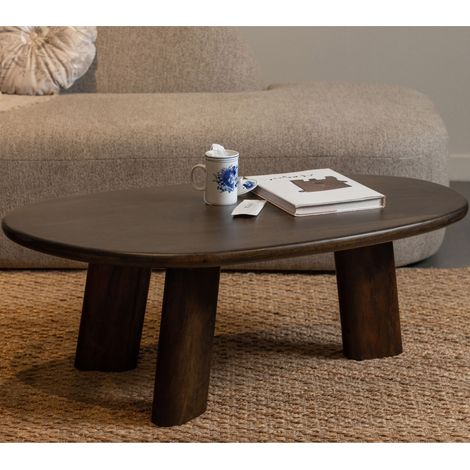 Table basse 110x60x40 cm en manguier finition noyer