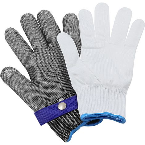 Gants anti-coupures, protection des mains, confortables et respirants, en acier inoxydable et nylon, pour le travail avec une scie électrique, taille XS (22 cm). (1/5)