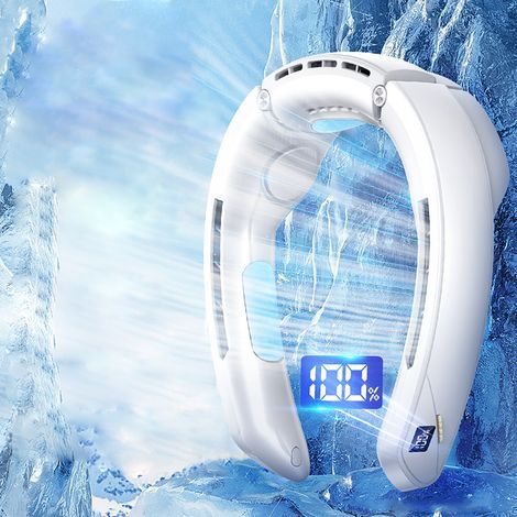 Ventilateur de cou portable et silencieux,batterie USB 4000 mAh, flux d'air à 360°, idéal pour le bureau, les voyages, l'intérieur et l'extérieur (1/5)