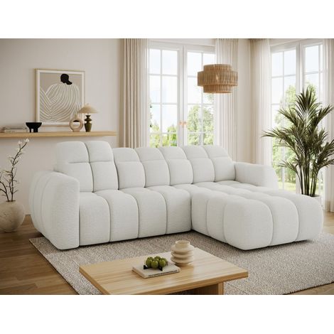 Ecksofa mit Schlaffunktion Sofa SALONIA Stoff Coral Ecru Ottomane Rechts (1/5)