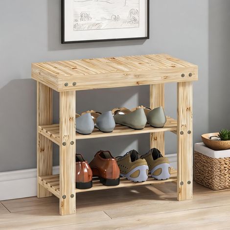 Console d'entrée en bambou 2 étagères 50 x 28 x 45 cm (1/5)