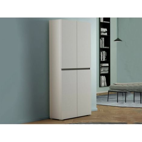 Dmora - Armadio multiuso grande Arro, Scarpiera con ripiani regolabili, Mobile porta scarpe a 4 ante, 100% Made in Italy, 80x37h195 cm, Bianco (1/4)