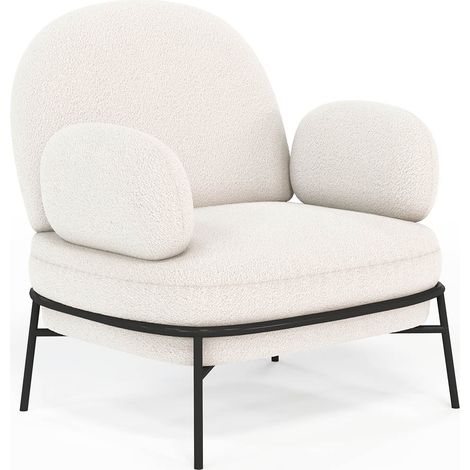 Designer-Sessel - Bezogen mit Bouclé-Stoff - Alia Weiß