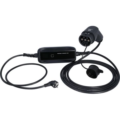 Chargeur mobile efuturo KS Tools avec câble de charge de type 2, monophase, jusqu’à 3,7 kW, jusqu’à 16 A, 230 V, mode 2, écran LCD, connecteur avec terre
