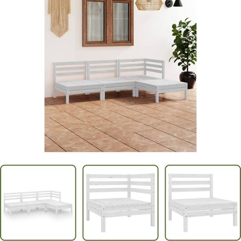 vidaXL Mobilier extérieur - Salon de jardin 4 pcs Bois de pin massif Blanc (1/5)