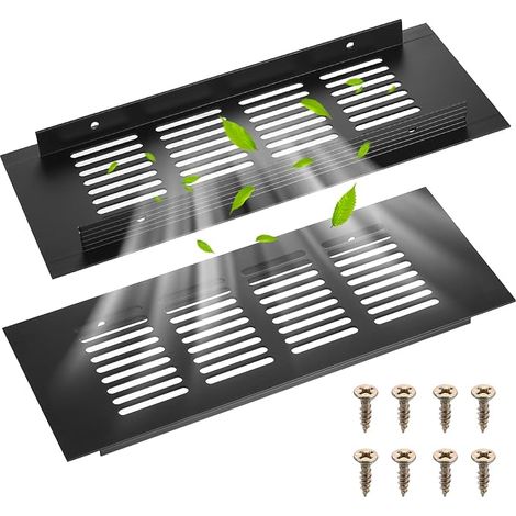 Grille Aeration Fenetre, Grille de Ventilation Rectangulaire Noire 200 mm x 80 mm, Grilles d'aération en Aluminium pour Ventilation des Chambres, Placards, Grilles de Meubles (1/5)