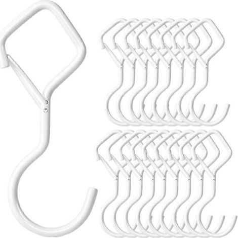 18 pièces blanc S crochets suspendu robuste métal S clip crochets cuisine placard tasse café Mug Bird Feeder Pot Plants (1/5)
