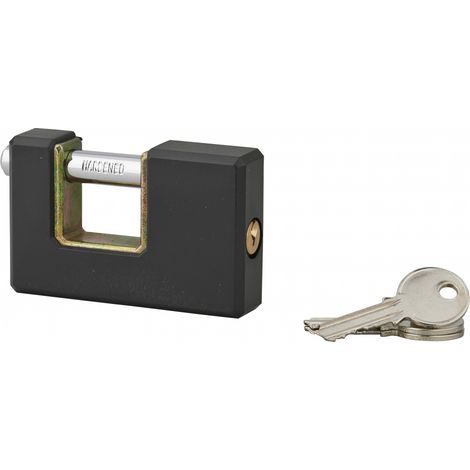 Cadenas ACERA rectangulaire à clé, base 75 mm, anse acier cémenté, 3 clés - SP